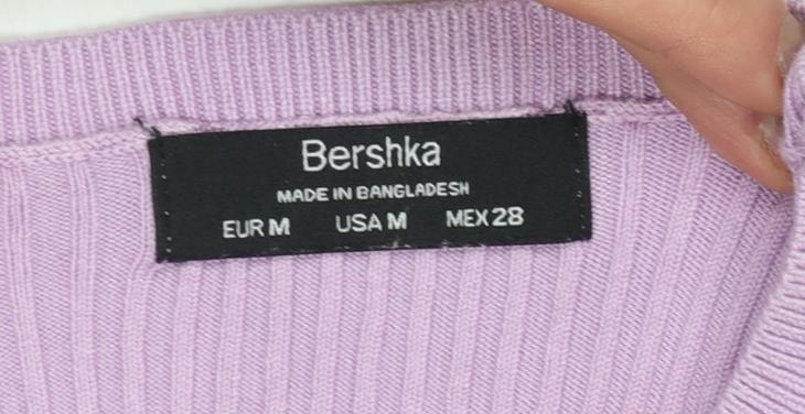 Womens UK Size 12 Bershka Purple Basic T-Shirt