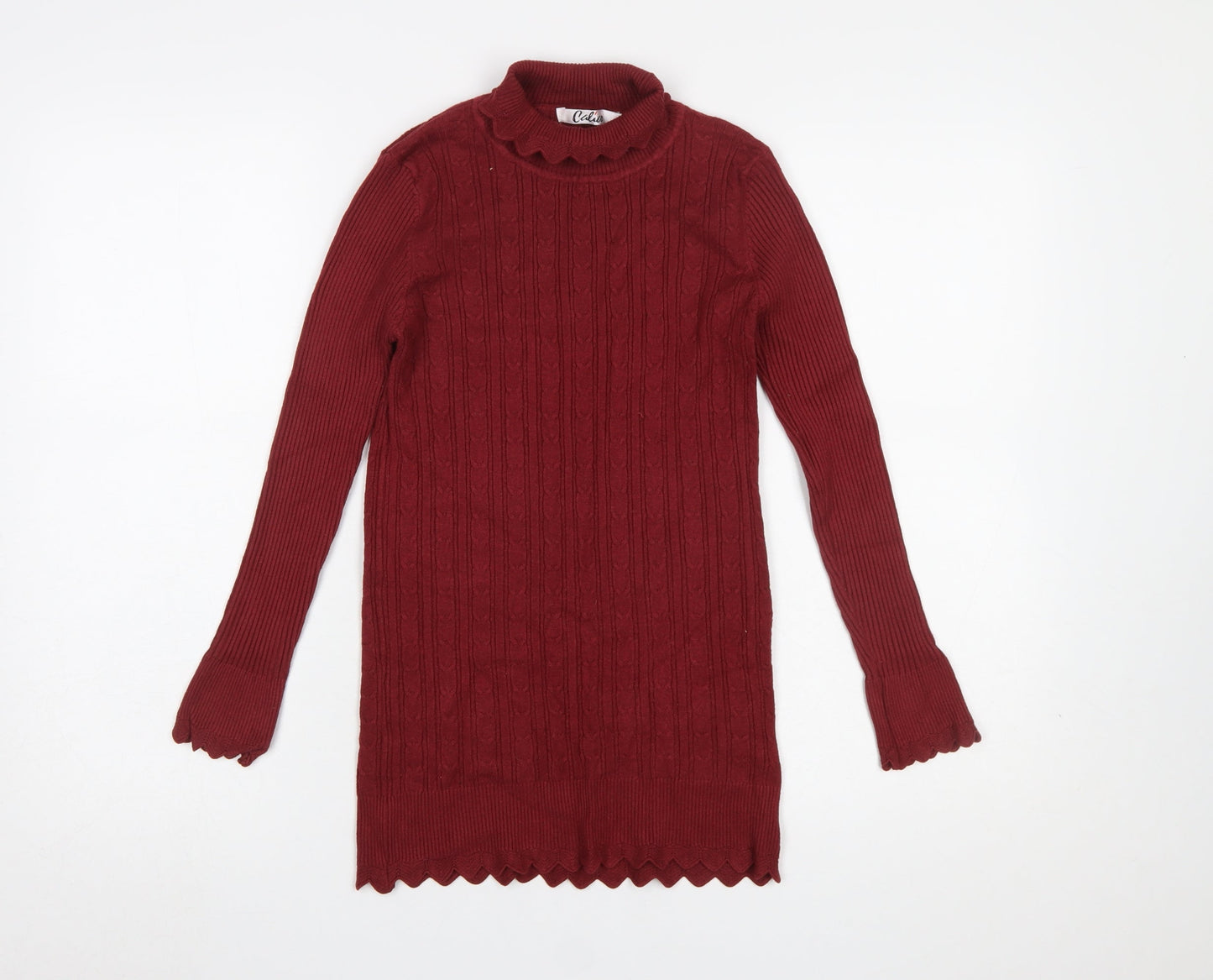 Womens UK Size M Calico Red Pullover Jumper