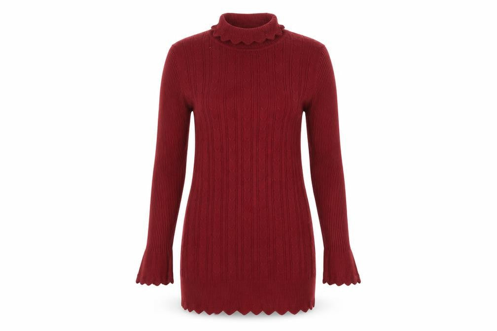 Womens UK Size M Calico Red Pullover Jumper