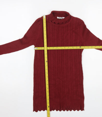 Womens UK Size M Calico Red Pullover Jumper