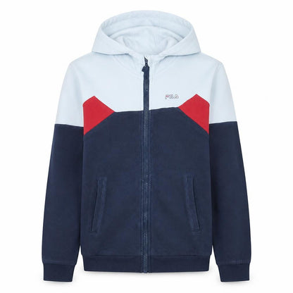 Front view of Fila boys’ multicoloured full zip hoodie 13-14 years colourblock logo sweatshirt