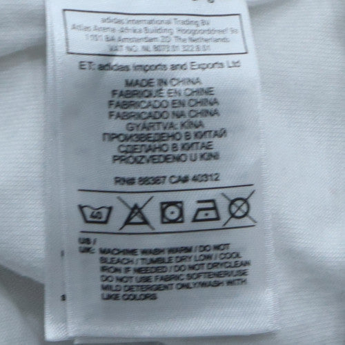 Mens UK Size M adidas White  T-Shirt