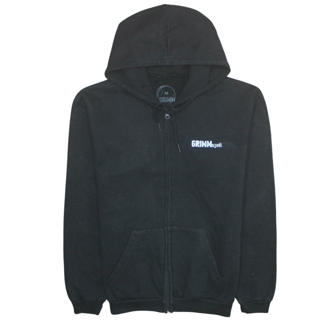 Womens UK Size M Grimm Designs Black Full Zip Hoodie