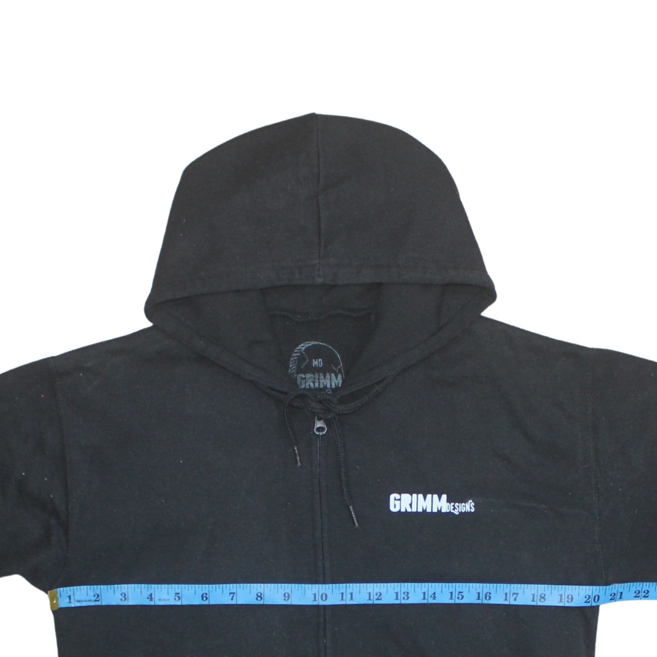 Womens UK Size M Grimm Designs Black Full Zip Hoodie