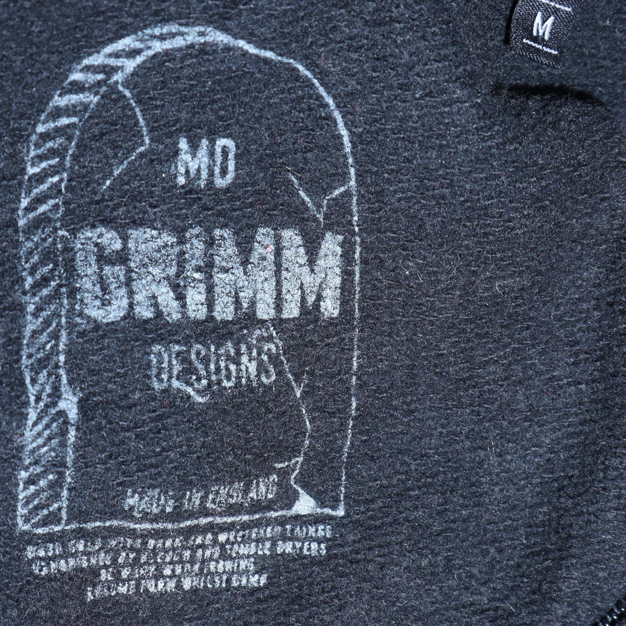Womens UK Size M Grimm Designs Black Full Zip Hoodie