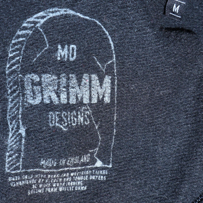 Womens UK Size M Grimm Designs Black Full Zip Hoodie