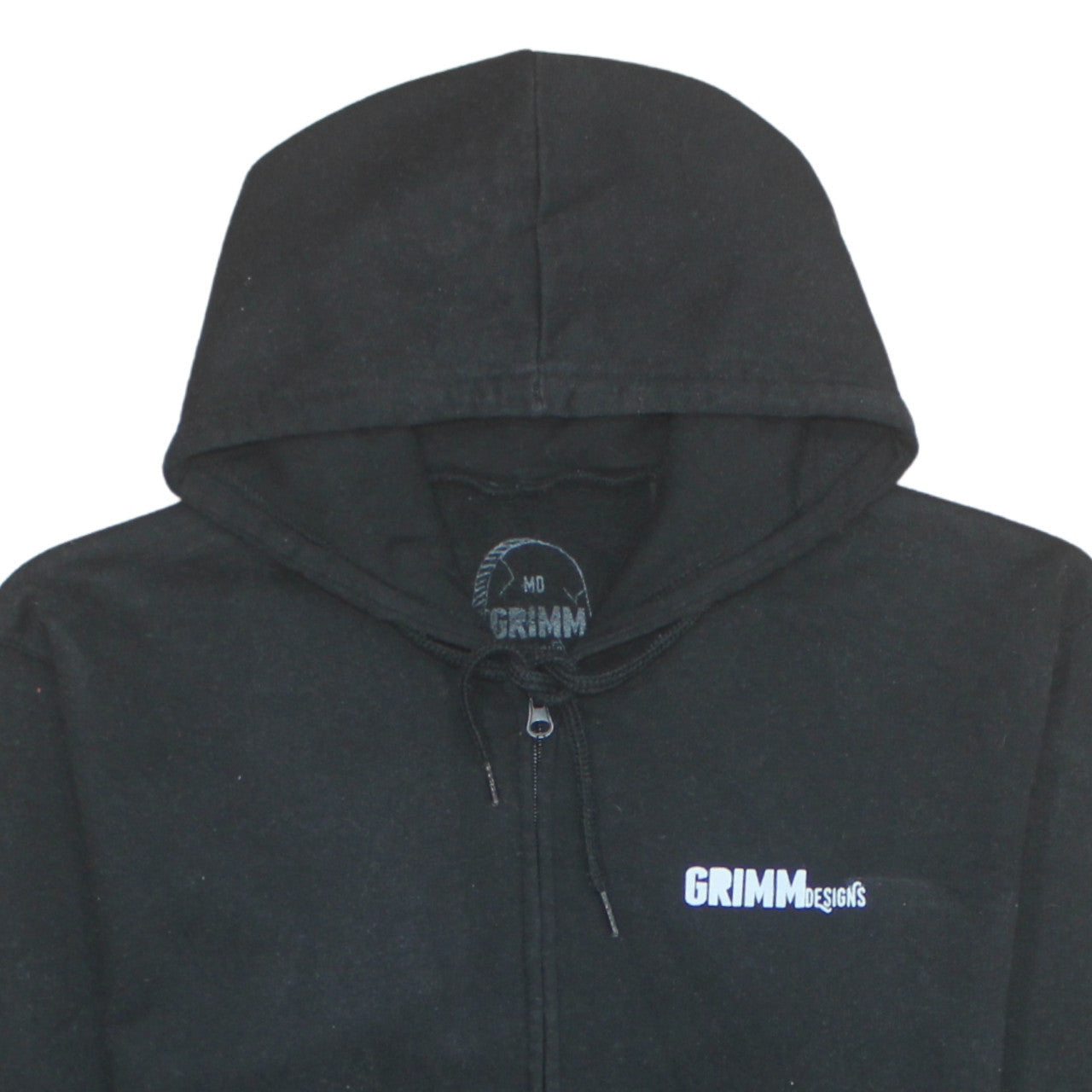 Womens UK Size M Grimm Designs Black Full Zip Hoodie