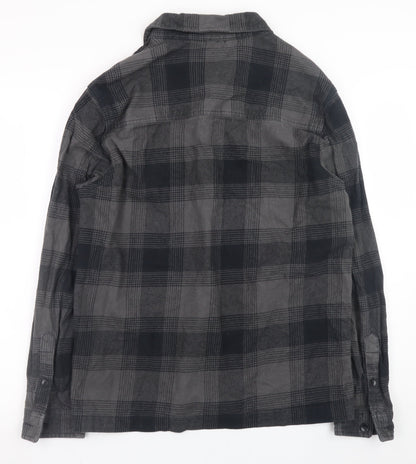 Firetrap Men's Grey Check Flannel Button-Up Shirt Size L