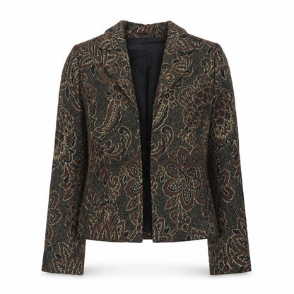 Jones New York Womens Brown Floral Blazer Size 10 Wool Blend Jacket