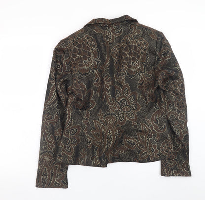 Jones New York Womens Brown Floral Blazer Size 10 Wool Blend Jacket