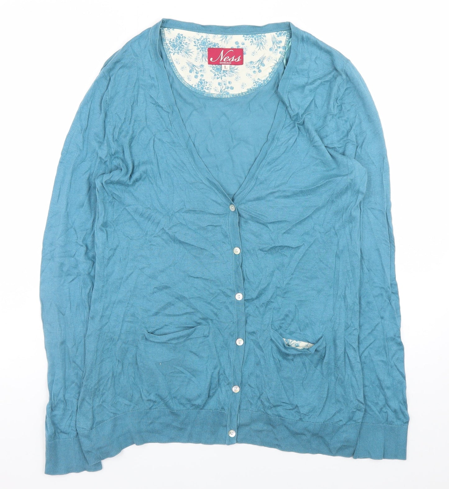 Womens UK Size L Ness Blue Cardigan Jumper