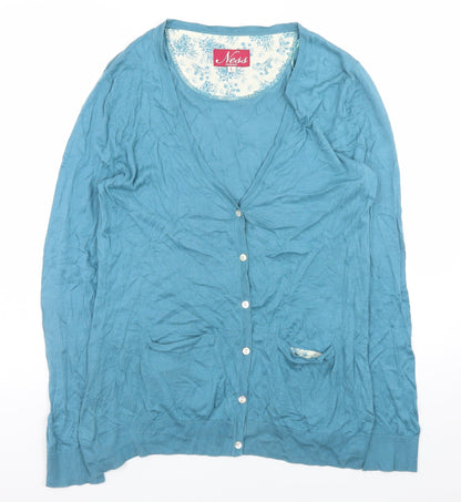 Womens UK Size L Ness Blue Cardigan Jumper