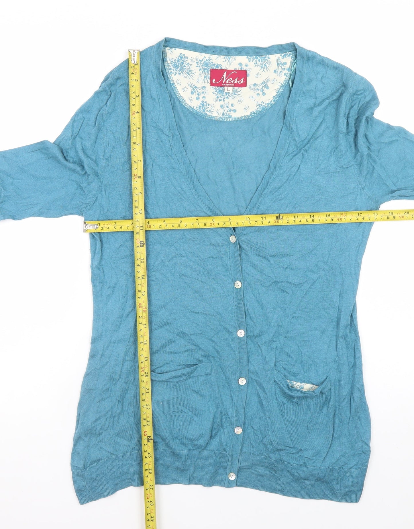 Womens UK Size L Ness Blue Cardigan Jumper