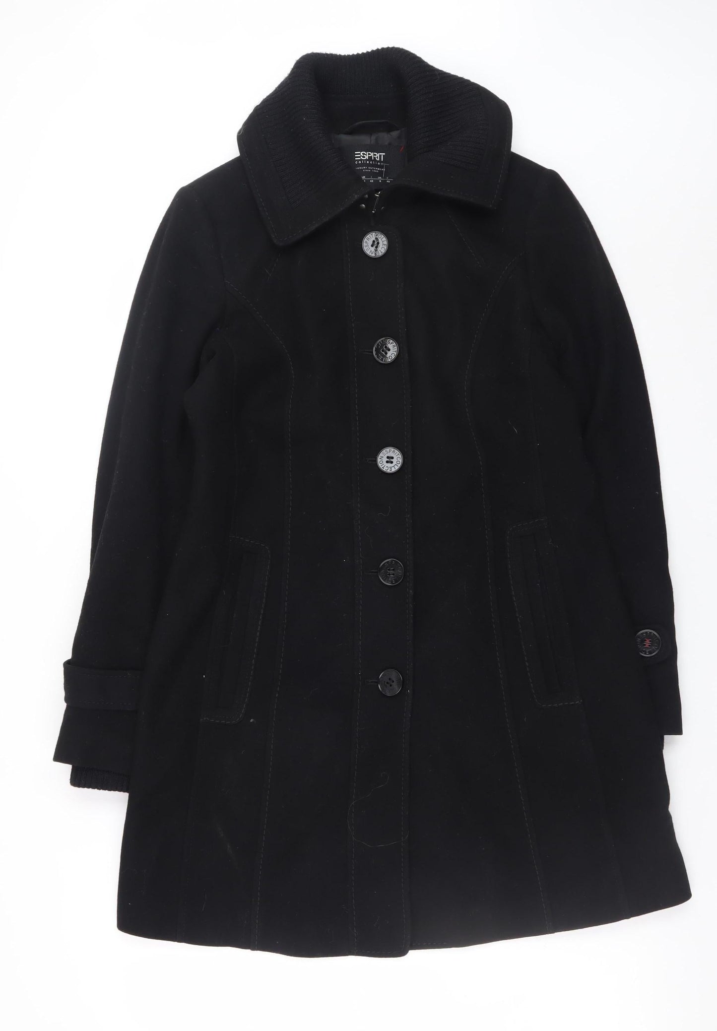 Womens UK Size 12 Esprit Black Overcoat
