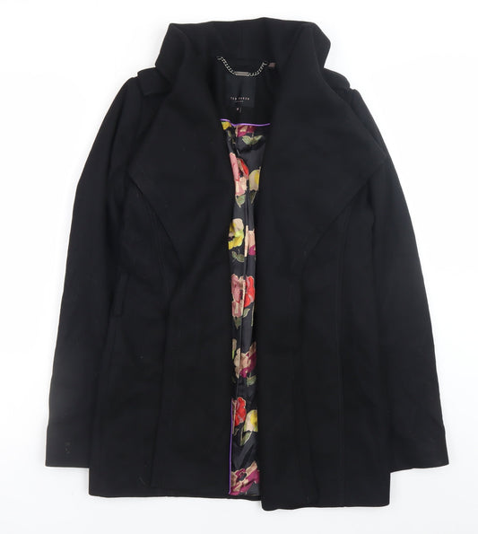 Womens UK Size 8 Ted Baker Black Overcoat