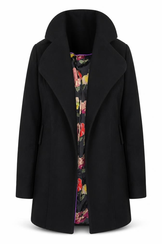 Womens UK Size 8 Ted Baker Black Overcoat
