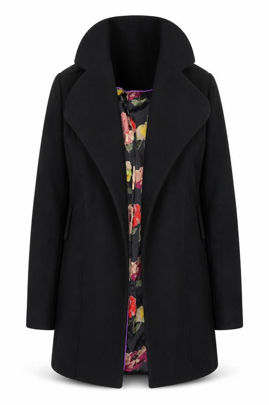 Womens UK Size 8 Ted Baker Black Overcoat