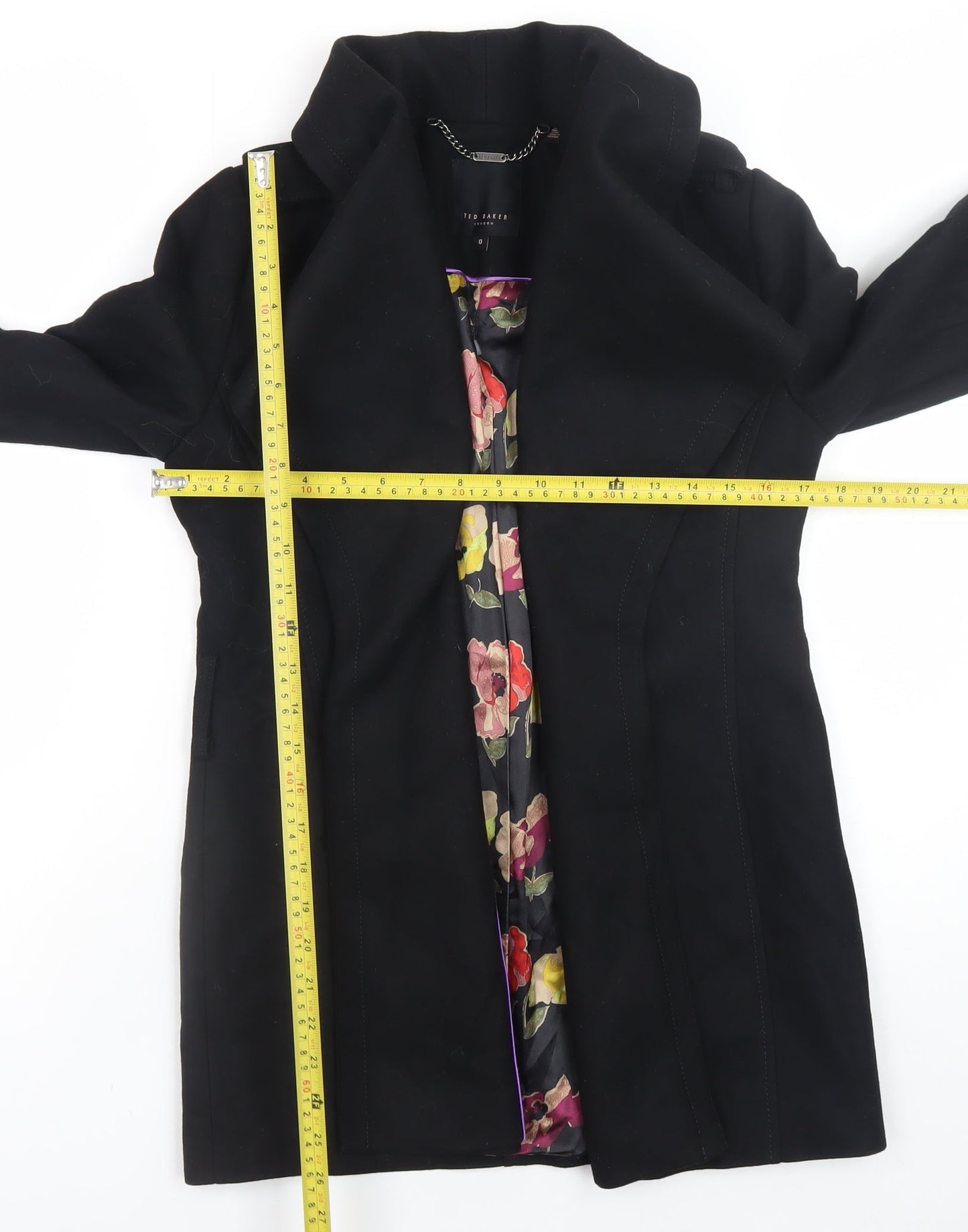 Womens UK Size 8 Ted Baker Black Overcoat