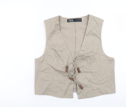 Womens UK Size M Zara Regular Beige Suit Waistcoat