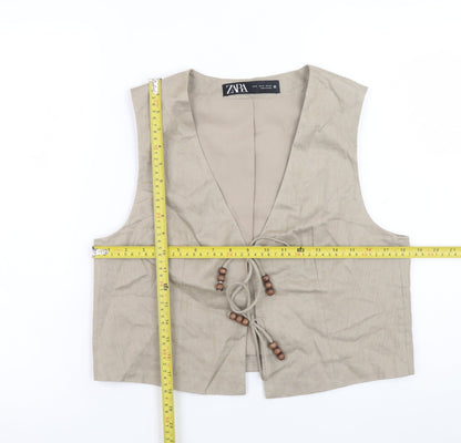 Womens UK Size M Zara Regular Beige Suit Waistcoat