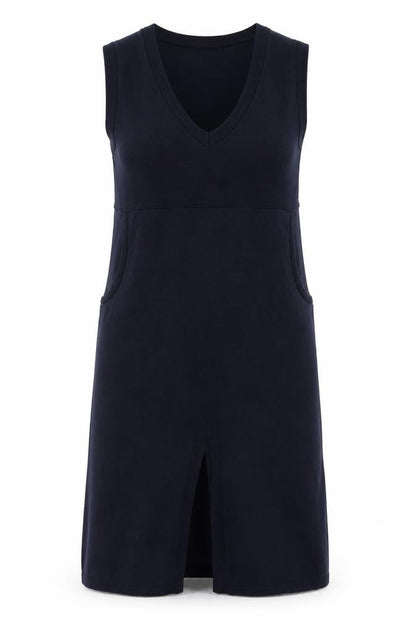 Front view of ASOS Women’s Black V-Neck Acrylic Knit Jumper Dress, size UK 10