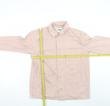 Zara Men Beige Cotton Button-Up Overshirt Jacket Size S