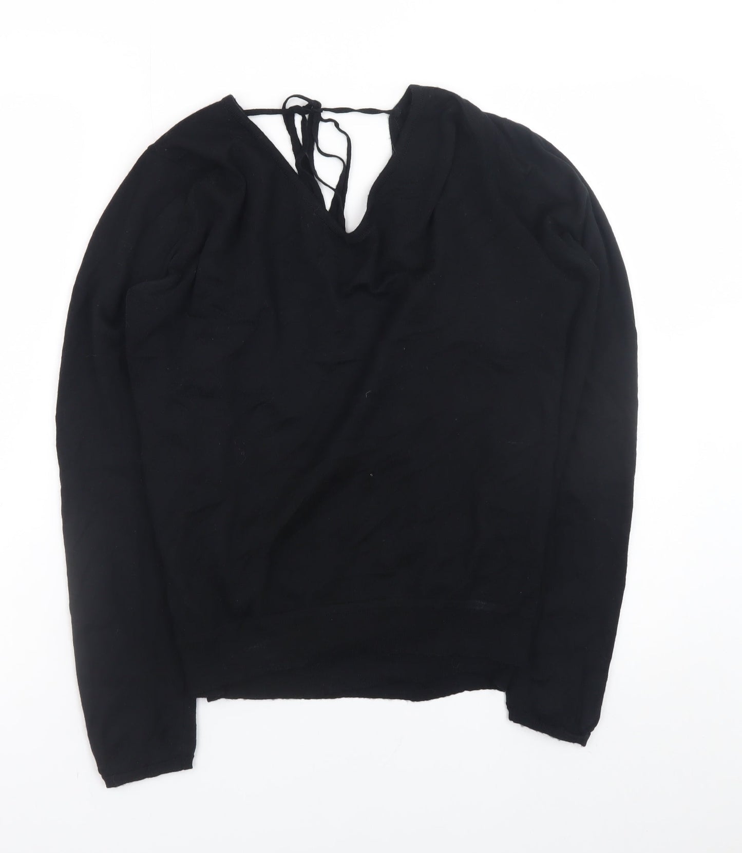 Womens UK Size M John Smedley Black Wrap Jumper