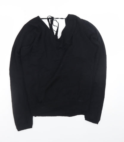 Womens UK Size M John Smedley Black Wrap Jumper