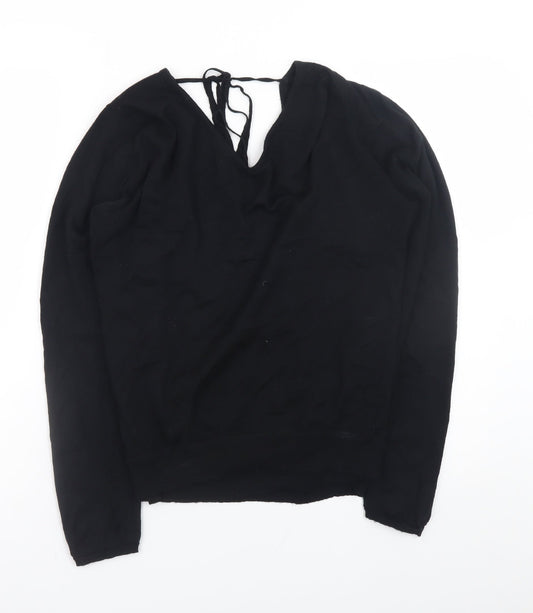 Womens UK Size M John Smedley Black Wrap Jumper