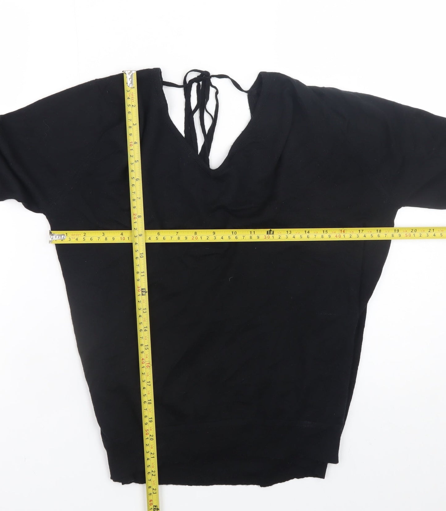 Womens UK Size M John Smedley Black Wrap Jumper