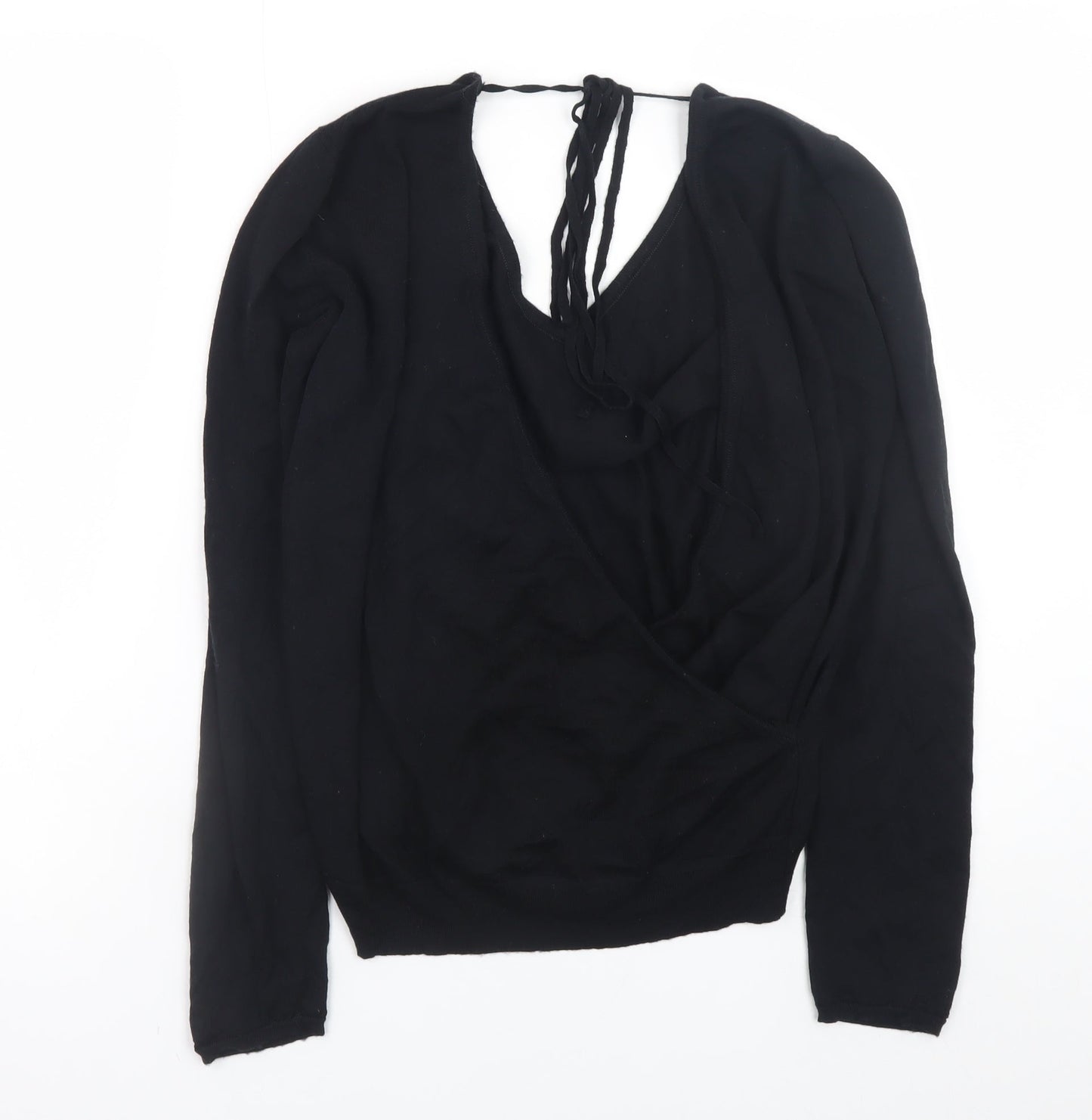 Womens UK Size M John Smedley Black Wrap Jumper