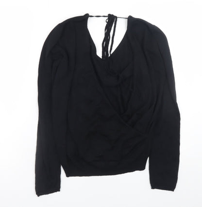 Womens UK Size M John Smedley Black Wrap Jumper
