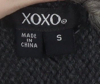 XOXO Womens Grey Sleeveless Faux Fur Trim Knit Vest Jumper Size S