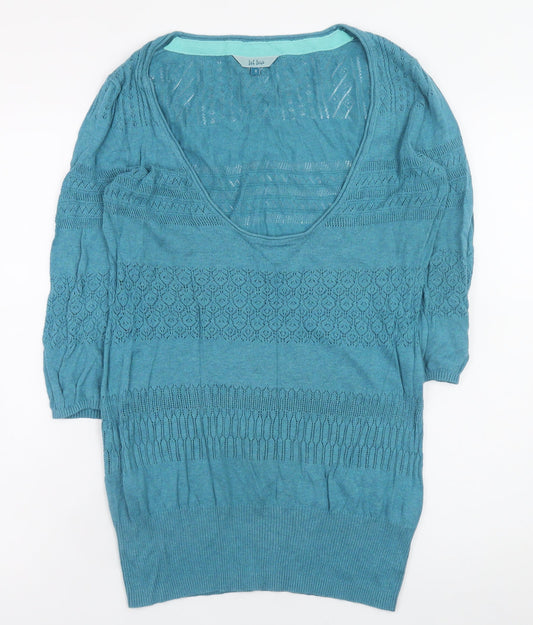 Womens UK Size 8 Fat Face Blue Pullover Jumper