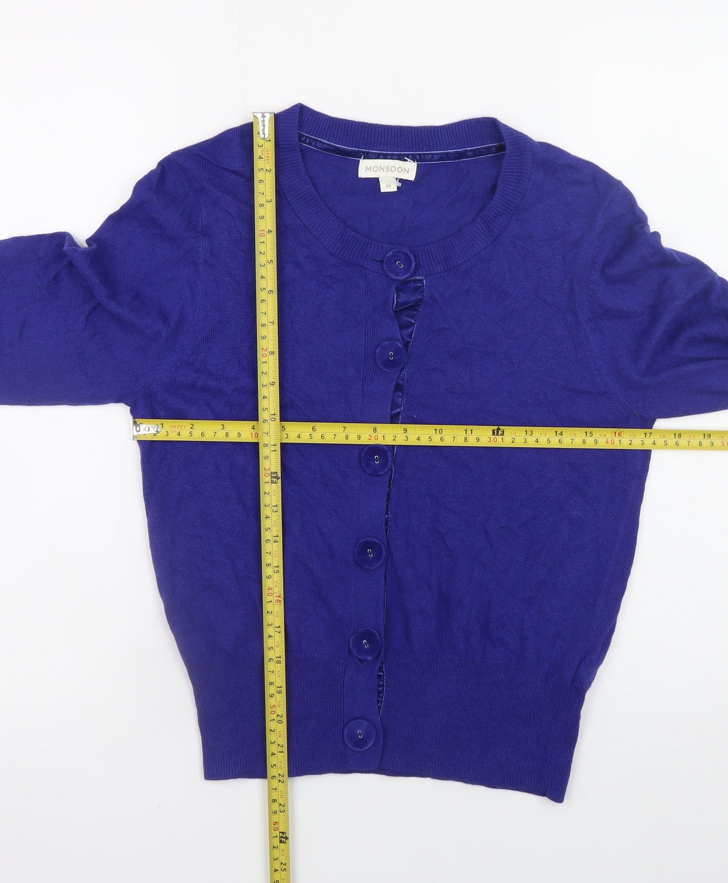Womens UK Size M Monsoon Blue Cardigan Jumper