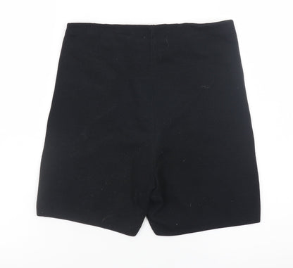 H&M Women Black Biker Activewear Shorts Size 12 Slim Fit