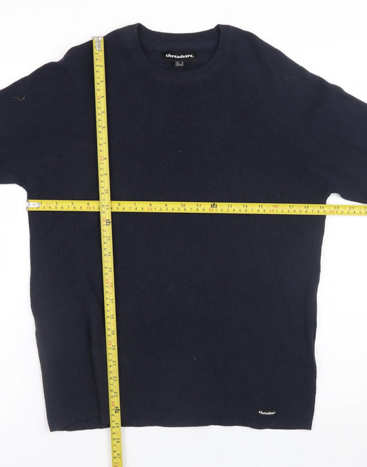 Mens UK Size S Threadbare Blue Pullover Jumper