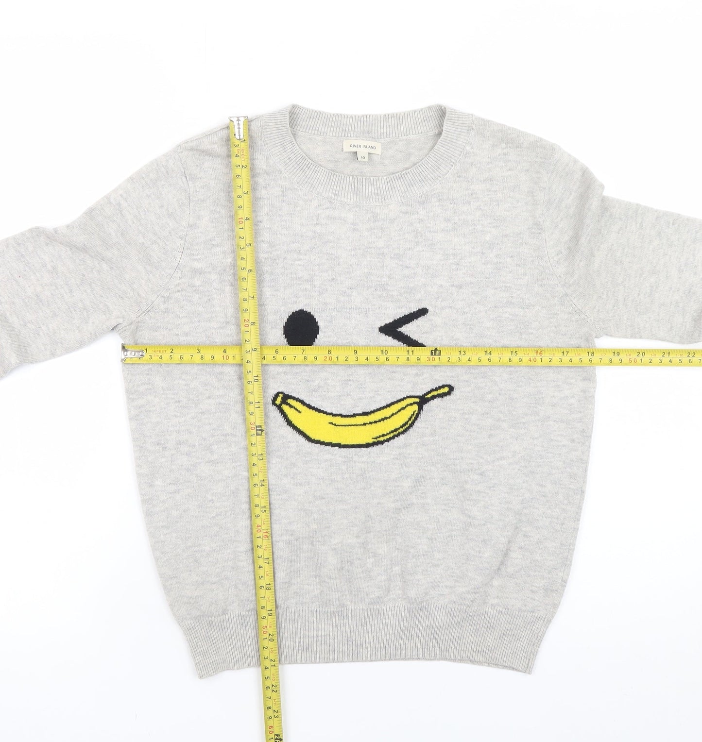 Womens UK Size 10 River Island Grey Pullover Jumper
