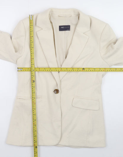 Marks and Spencer Women's Beige Size 8 Cotton Blend Blazer