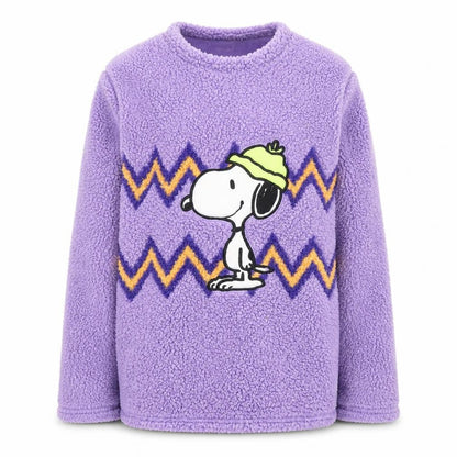 Snoopy Men’s Purple Fleece Pyjama Top Size XS Peanuts Graphic Loungewear