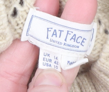 Womens UK Size 14 Fat Face Beige Pullover Jumper