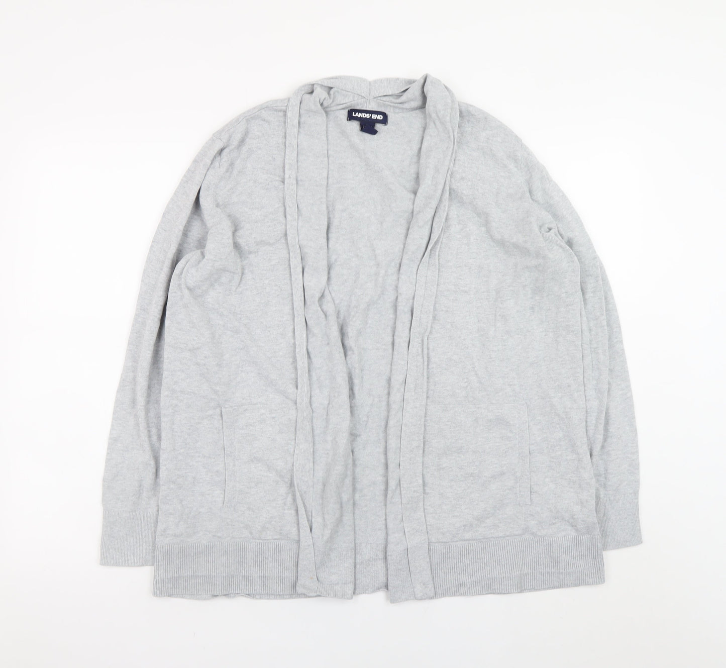 Womens UK Size L Lands' End Grey Cardigan Jumper