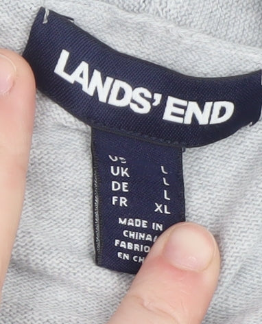 Womens UK Size L Lands' End Grey Cardigan Jumper