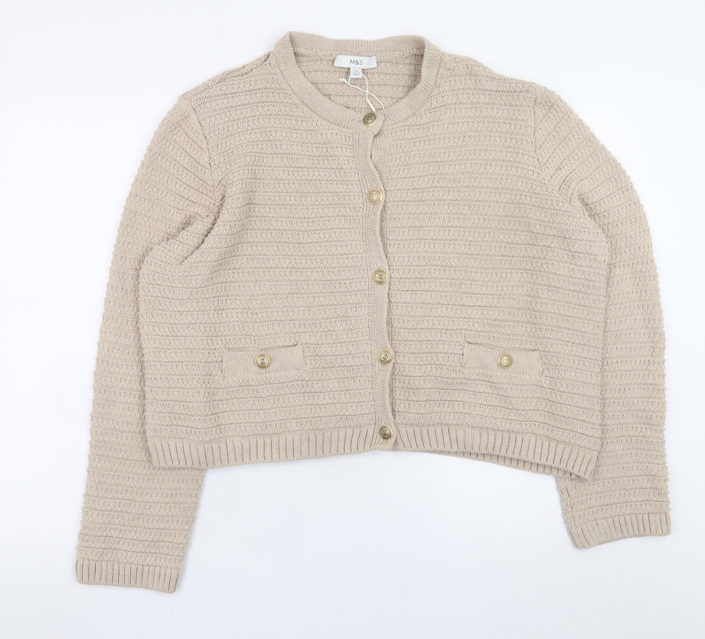 Womens UK Size XL Marks and Spencer Beige Cardigan Jumper