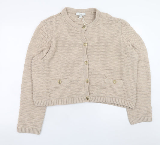 Womens UK Size XL Marks and Spencer Beige Cardigan Jumper