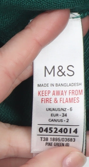 Womens UK Size 6 Marks and Spencer Green Pullover Jumper