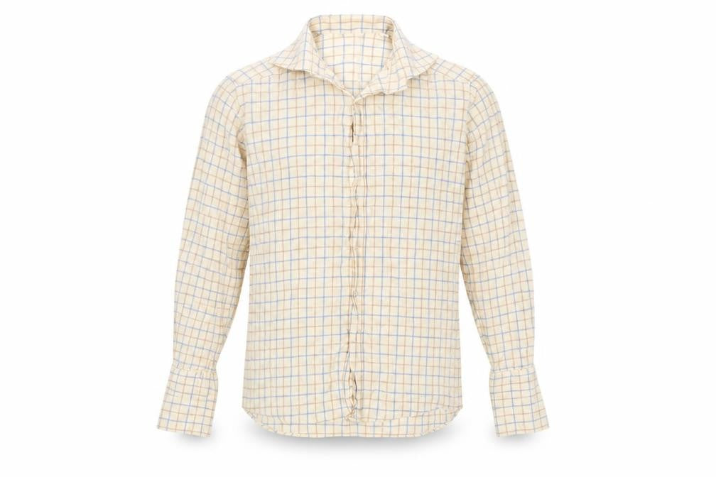 Gresham Blake Men's Beige Check Long Sleeve Cotton Shirt Size 15