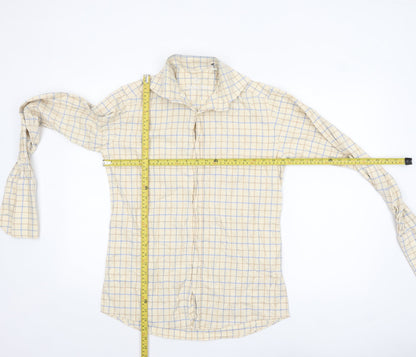 Gresham Blake Men's Beige Check Long Sleeve Cotton Shirt Size 15