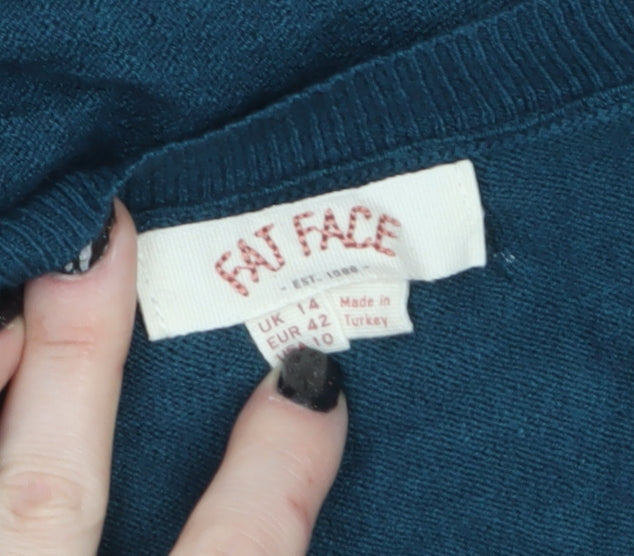 Womens UK Size 14 Fat Face Blue Pullover Jumper
