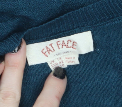 Womens UK Size 14 Fat Face Blue Pullover Jumper